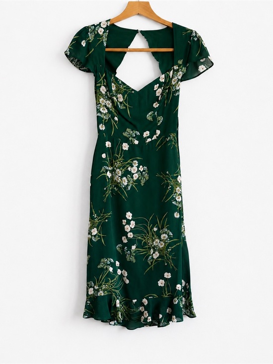 Reformation Dresses & Skirts - Reformation Emerald Green Floral Cutout Midi Dress